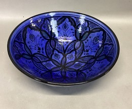 Royal Blue Handmade Handpainted Salad Fruit Serving Bowl - 5.75”Hx14”D - $21.53