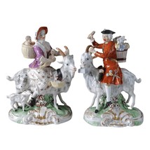c1790 Derby Figure Group Pair &quot;The Welsh Tailors&quot; Woman Breastfeeding guy with t - £541.43 GBP
