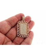 2CT Round Cut Lab Created Diamond Dog Tag Cuban Link Pendant 14k RoseGol... - $293.99