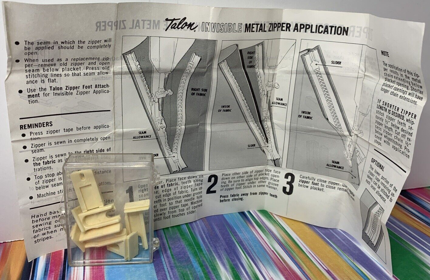 Talon New Invisible Zipper Foot Textron Made In USA - $5.93