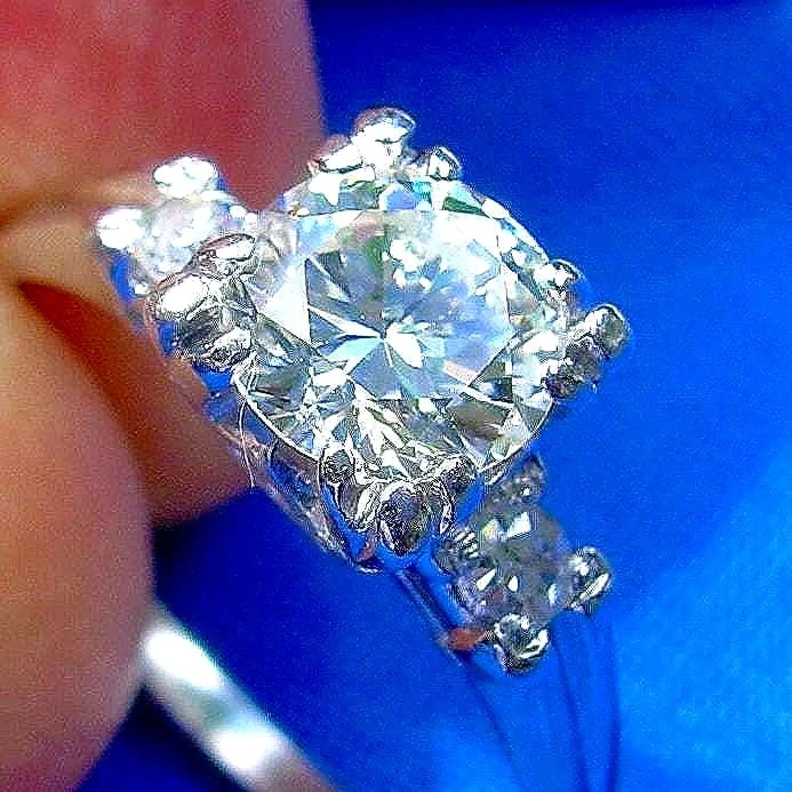 Earth mined Diamond Deco Engagement Ring 14k White Gold Vintage Estate Solitaire Item image 4