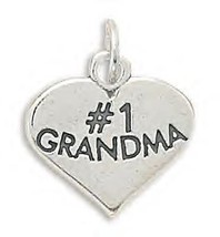 .925 Sterling Silver &quot; # 1 Grandma &quot; Charm - £24.08 GBP