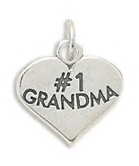 .925 Sterling Silver &quot; # 1 Grandma &quot; Charm - £23.94 GBP