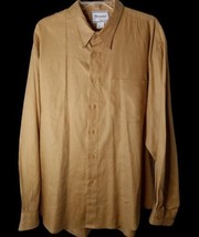 BRUNO SHIRT 100% LINEN XL LONG SLEEVE MEN&#39;S COPPER POCKET BUTTON DOWN IT... - £12.46 GBP