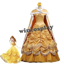Princess Belle cosplay costume belle yellow costume Dress Women Hallowee... - £99.16 GBP