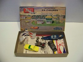 Atlas Yellow Porsche slot car #1411 24 figures box, custom Aurora dragster - £39.05 GBP