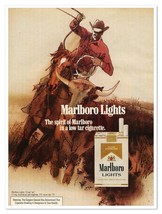 Print Ad Marlboro Cigarettes Cowboy Illustration Vintage 1972 Advertisement - $13.37 CAD