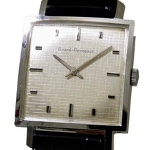 GIRARD-PERREGAUX Rare Labyrinth &#39;circuit&#39; Dial Square Vtg. Stainless Steel Watch - £741.72 GBP