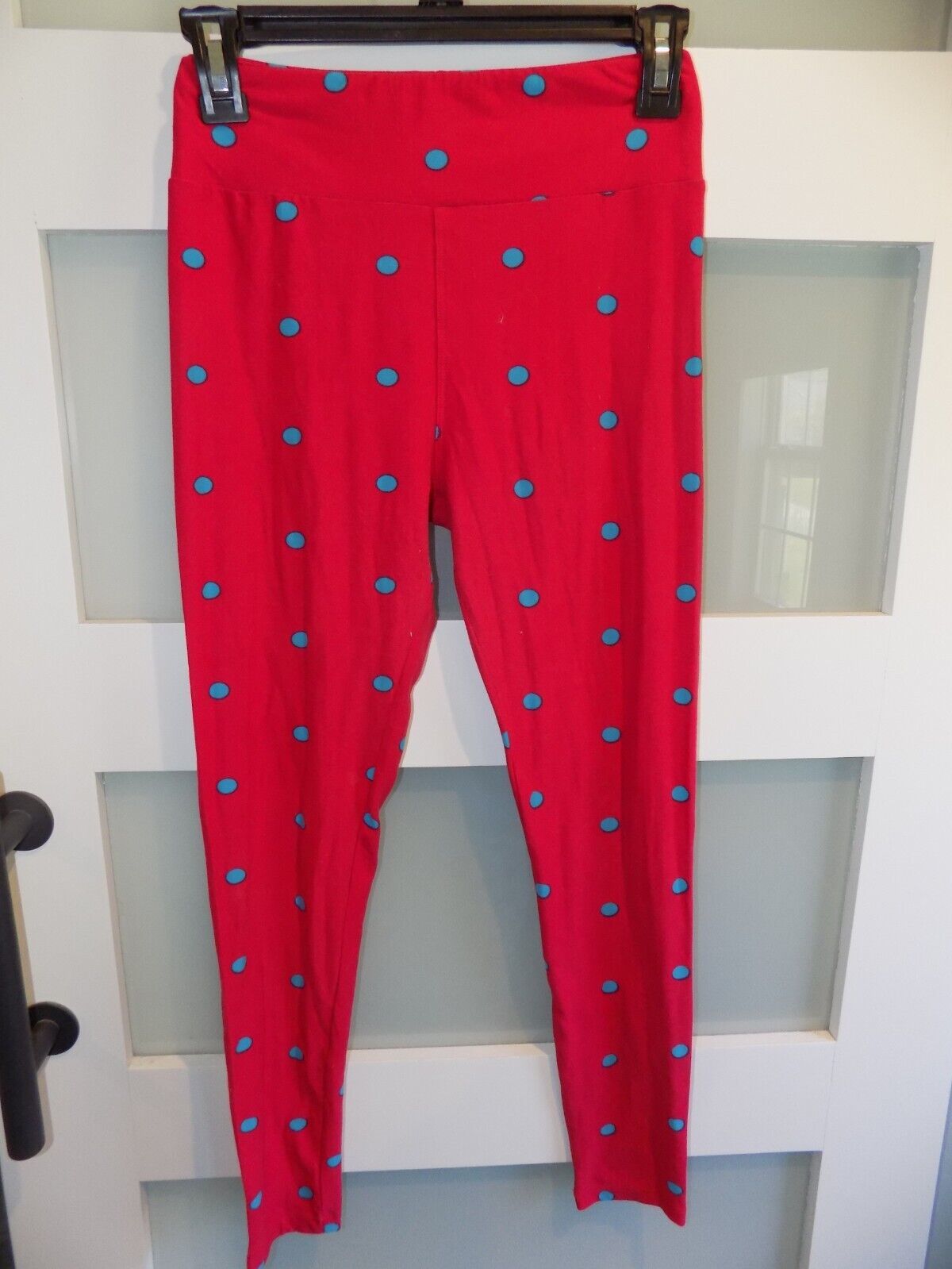LuLaRoe Red W/Blue Polka Dots Leggings Size OS Women&#39;s - $19.32