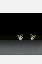 1.0 CT Imitation Diamant Mini Nœud Boucles D&#39;Oreilles 14k or Jaune Plaqué - £45.65 GBP
