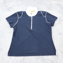 Liz Claiborne Shirts Womens S Blue Short Sleeve Mock Neck Zipper T Shirt - £18.18 GBP