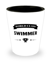 World Class Swimmer Shot Glass - 1.5 oz Ceramic Cup For Sports Fans Friends  - £10.18 GBP