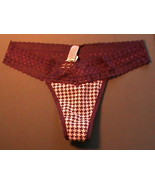 Victoria&#39;s Secret cotton thong M panties lace band burgundy maroon cherr... - $17.70 CAD