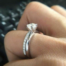 White Moissanite Engagement Ring Set 2.30Ct Round Cut 14K White Gold in ... - £239.81 GBP