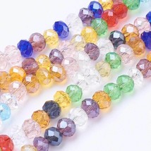 Electroplate Glass Bead mix color faceted Rondelle 4X3mm JO47 - £5.95 GBP