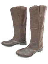 Faconnable Size 39.5 US 9 Distressed Brown Leather Knee High Made in Italy - £98.69 GBP