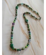 Vintage Lucan Lumeth Green Blue Jasper And Purple Peacock Flourite Signed Rare - $125.00