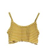 Xhilaration Ribbed Cami Swim Top Size M Yellow Padded Striped Built In B... - $14.84