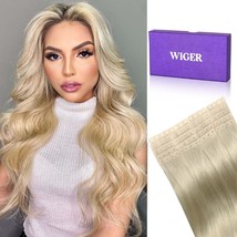 No Glue Platinum Blonde Tape Ins Invisible Hair Extension Brazilian Human Hair E - $60.99