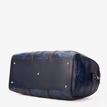 The Velar Navy Hand-Painted Python Leather Weekender Bag image 6