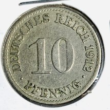 1912 A German Empire 10 Pfennig Coin - £7.00 GBP