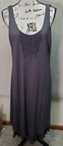 Eileen Fisher Shift Dress Women Medium Gray Lace Trim Silk Sleeveless Scoop Neck - £36.99 GBP