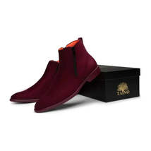 Men's TAYNO Chelsea Chukka Soft Micro Suede Zip up Boot Coupe S Wine image 4