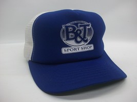 B&amp;T Sport Shop Hat Vintage New Era Blue White Snapback Trucker Cap Made USA - £23.91 GBP