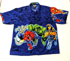 Marvel Comics Avengers 2001 Heroes Y2K Hawaiian Shirt Spiderman 3XL AOP Vintage  - £77.32 GBP