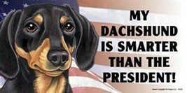 MY DACHSHUND IS SMARTER THAN THE PRESIDENT! USA FLAG Car Fridge Dog Magn... - $6.76