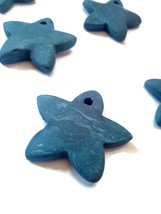 1 Blue Star Shape Clay Charm large Pendant Star 30mm Large  Pendant For Necklace - £11.31 GBP