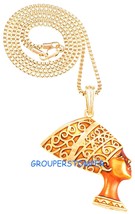 Nefertiti Egyptian Queen of the Nile Larger Pendant With 24&quot; Long Box Link Chain - £11.94 GBP