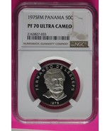 Top Pop 1975 Panama PF 70 Ultra Cameo Proof 50 Centesimos NGC Graded Sla... - $307.29 CAD