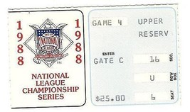 1988 NLCS ticket stub Dodgers Mets Game 4 Championship NL MLB Playoffs - £33.72 GBP