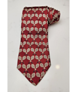 Brown &amp; Church Red Silk Tennis Racquet Men&#39;s Tie 56x3&quot; EUC - £8.48 GBP