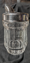 Vintage heavy crystal glass sugar dispenser with Heisey style pour spout stainl - £39.95 GBP