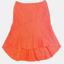 Bebe Skirt Women Sz Small Linen Blend Apricot Fit Flair Hi Low Topstitching - £10.08 GBP