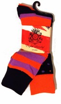 English Laundry Men&#39;s Cotton Blend 2 Pair Socks Black Orange Size 6.5 - 12 - $8.29