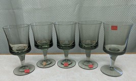 5 NEW Mid Century Denby Arabesque Dusk Grey Stemware Wine Glasses Minor ... - $65.32