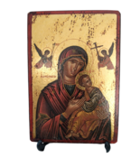 True Byzantine icon on gold leaf, Holy Mary and Jesus child - €18,74 EUR