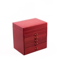 International  Red Ostrich Leather Jewelry Chest - £222.29 GBP