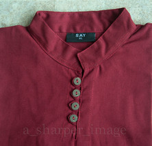 Medieval Shirt Burgundy + Button Neck Ren Fair Cosplay Colonial Pirate A... - £28.77 GBP