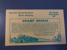 Vintage Champ Decals No. HN-103 Great Northern GN Road Name Black HO - $14.95