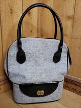 Vintage 1950s 60s Black Charcoal Vinyl Bag Purse Makeup Overnight Sewing... - $69.73 CAD