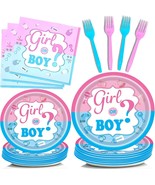 Gender Reveal Birthday Party Supplies Tableware Plates Baby Shower Boy o... - $470.22 MXN