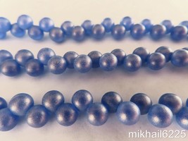 25 6mm Czech Glass Top Hole Round Beads: Sueded Gold - Sapphire - $2.46