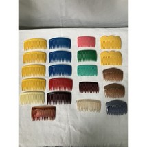 Vintage Lot 21 Colored Side Hair Comb Clips Plastic Clips Retro 80&#39;s 90&#39;s - £20.55 GBP