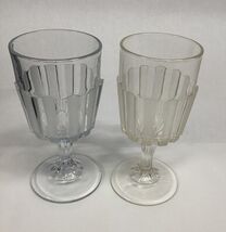 Vintage EAPG Frosted Glass Goblets: Ribbed Stem, Set of 2 - $16.83