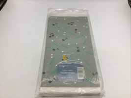 American Greetings Table Cover Music Notes Teal Black White 54x96 Vintage NEW - £17.22 GBP