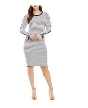 Michael Kors Women Size Small Navy Striped Round NK Lace Up Sleeve Sweater Dress - £59.21 GBP